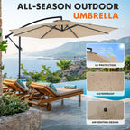 Sweetcrispy 9.8FT Offset Patio Umbrella With Easy Tilt Adjustment, 8 Ribs, Blue