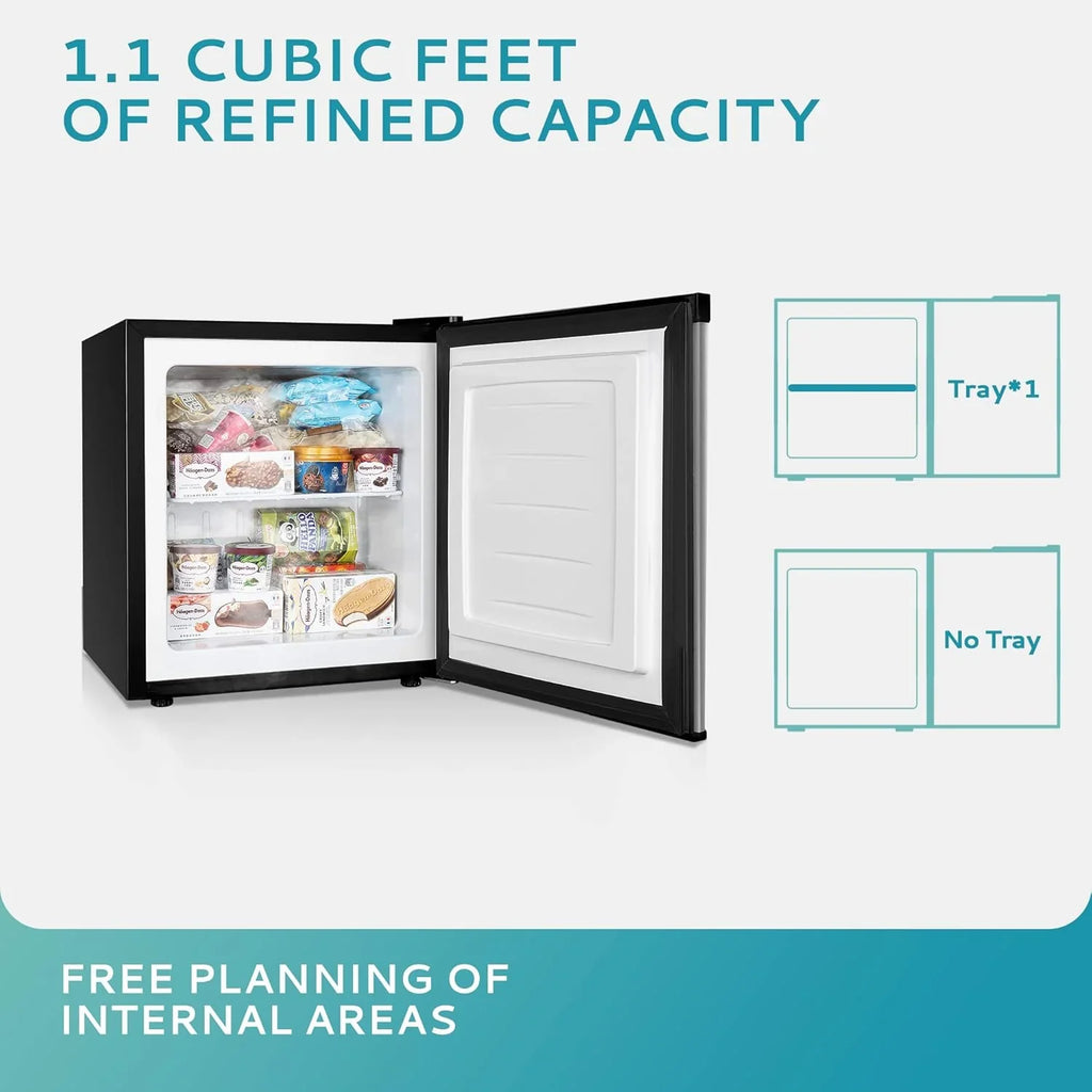 Euhomy Upright Compact Mini Freezer, 3.0 Cubic Feet, Single Door With Reversible Door