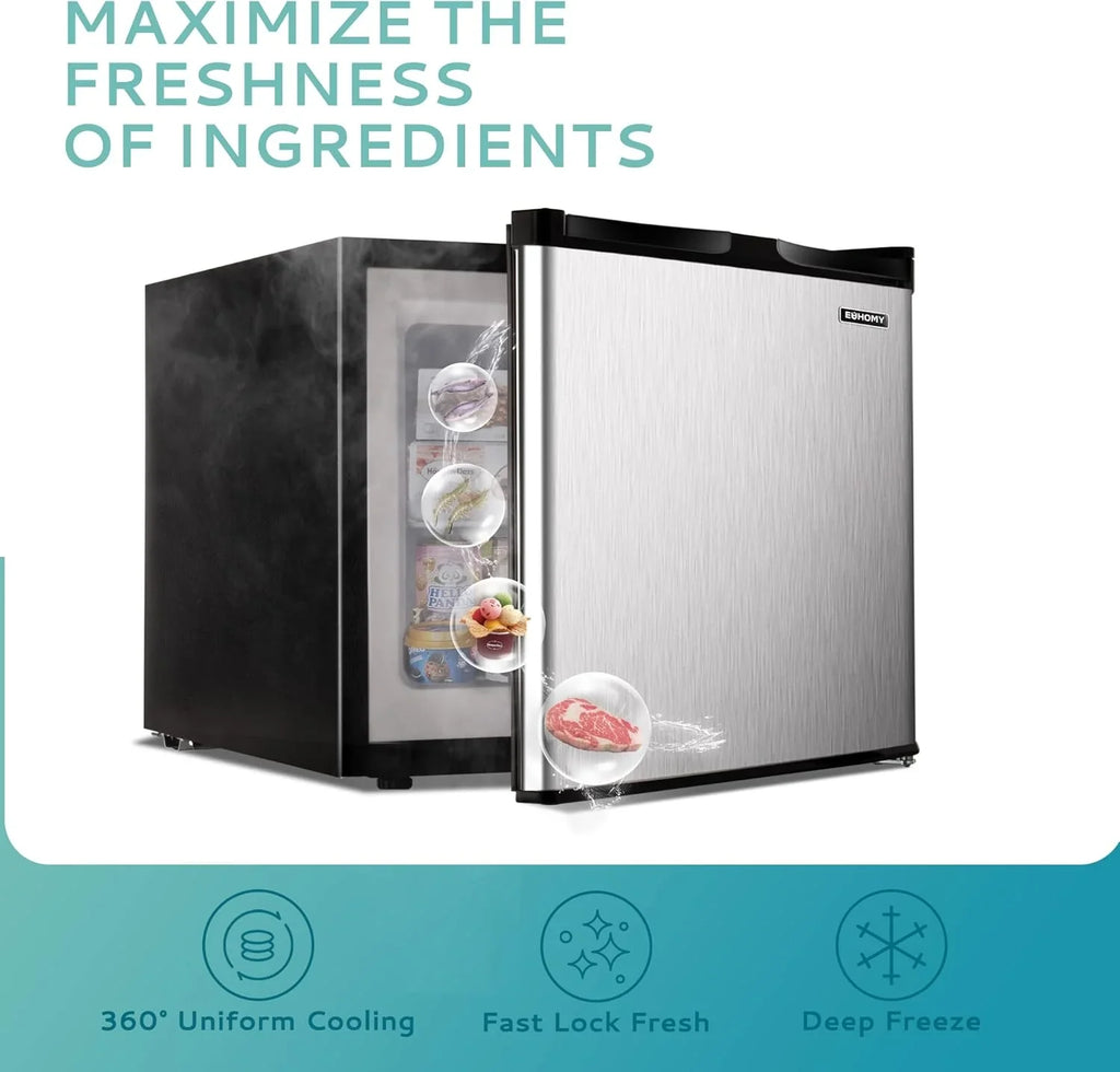 Euhomy Upright Compact Mini Freezer, 3.0 Cubic Feet, Single Door With Reversible Door