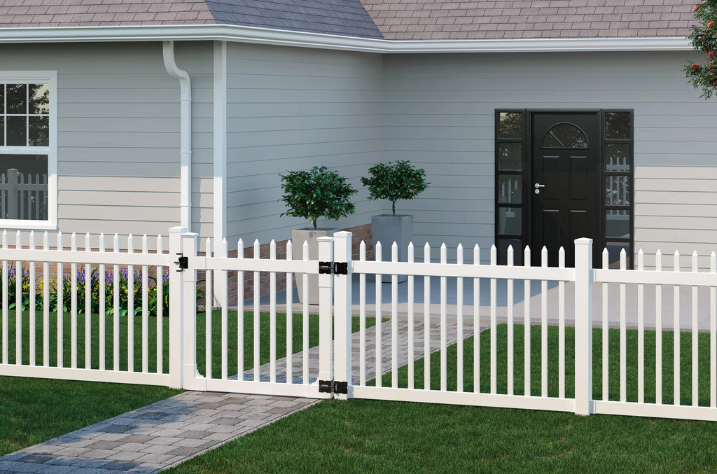WamBam White Vinyl Picket Fence Panel Kit, 4ft H x 6ft W, 1 Panel + 1 Post - BL19101