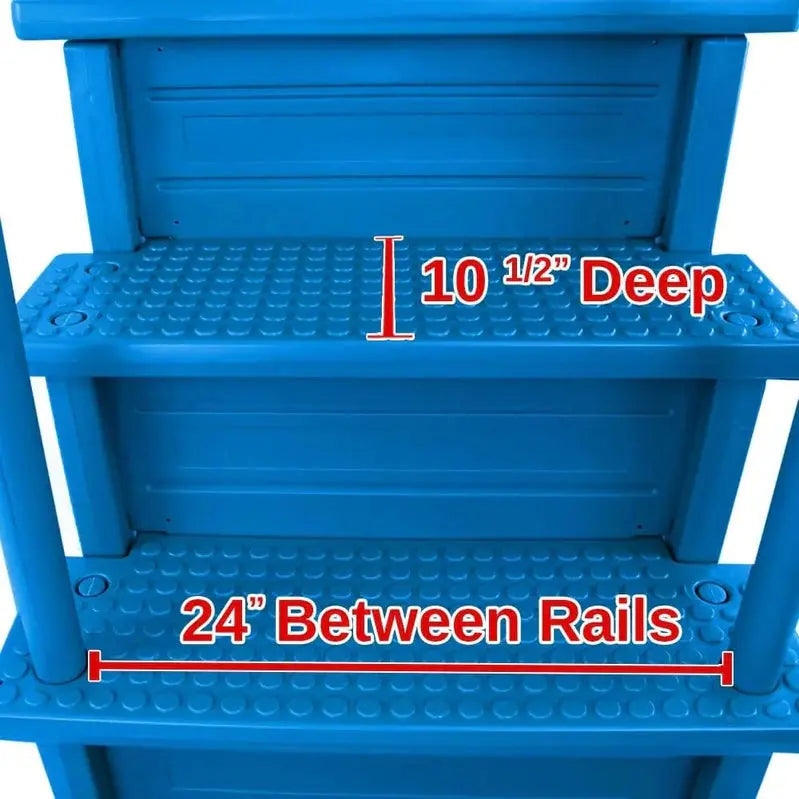 Non-Slip Pool Entry Steps, Grey Aluminum, 122-137 cm Installation Height, 136 kg Max Load