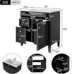 36 Inch Black Bathroom Vanity With Single Sink, 2 Drawers, Solid Wood Frame