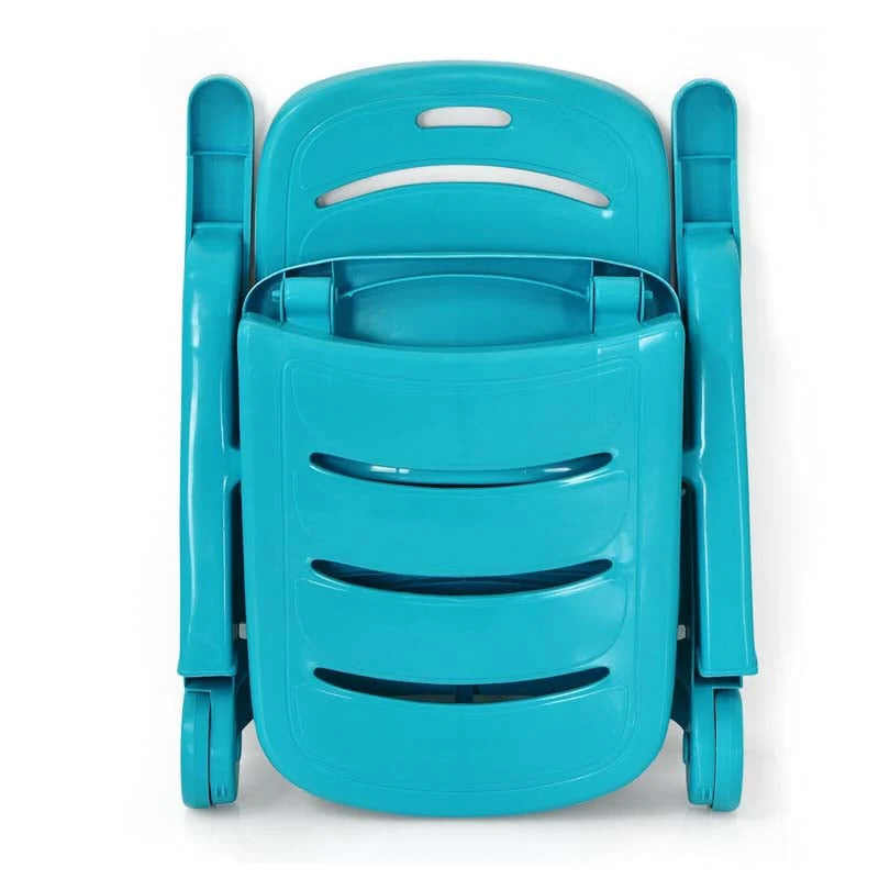 Rolling Folding Plastic Pool Lounge Chair With Armrests, 5 Position - Patio Deck Beach Chair