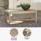 Signature Design by Ashley Clare View Outdoor Patio Eucalyptus Sofa With Cushions, Beige