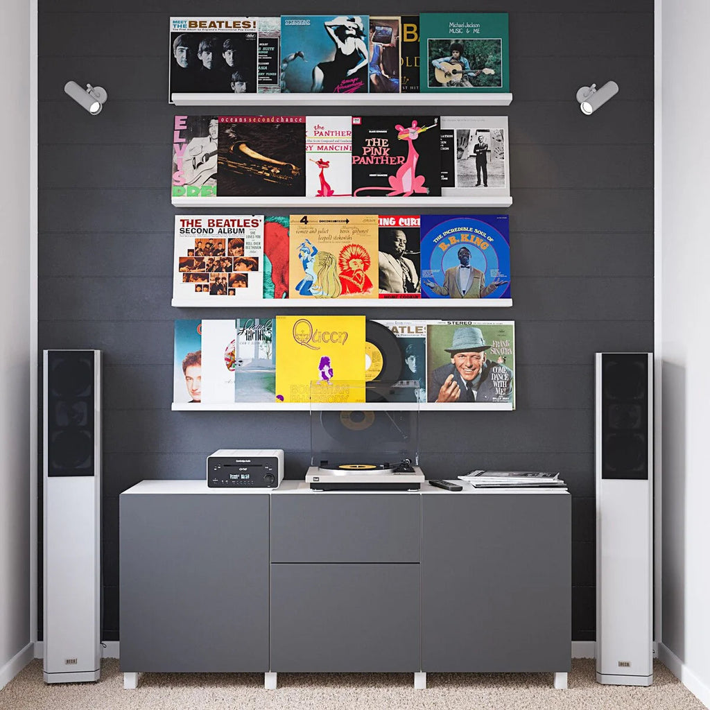 Floating Wall Shelves, Set Of 4, 46 x 3.8 x 2 Inch MDF Wood Picture Ledges
