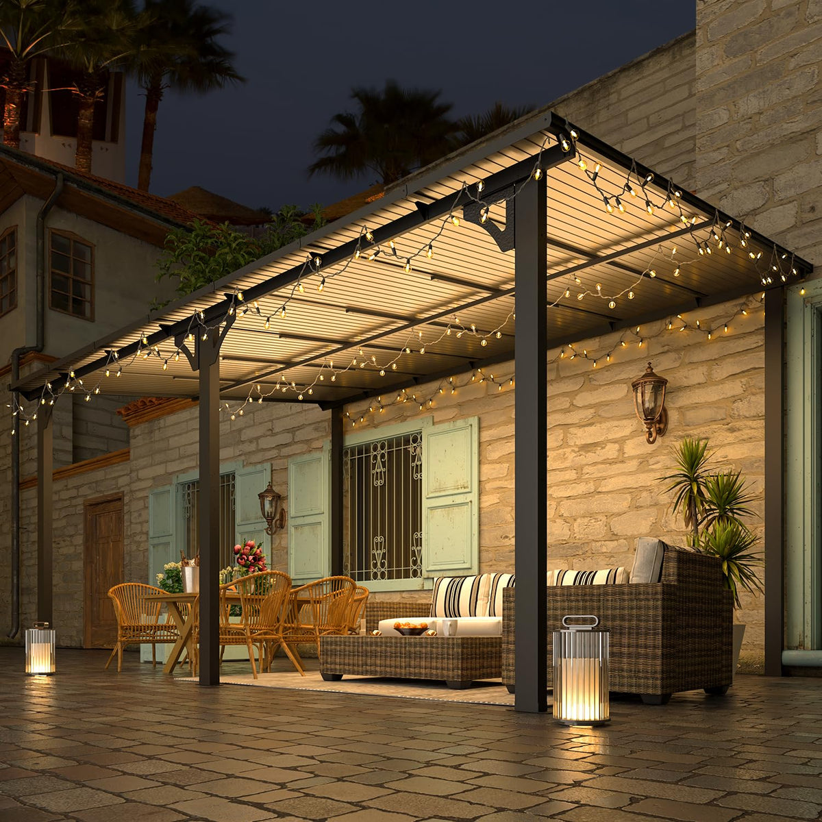 AECOJOY 14' x 10' Patio Gazebo With Roof, Dark - 168in x 120in x 98.4in