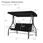 AECOJOY 3-Person Steel Canopy Porch Swing Glider Hammock