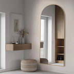 Arched Full-Length Wood Floor Mirror, Black Or Gold, 65x22/71x24/71x28/71x32
