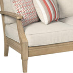 Signature Design by Ashley Clare View Outdoor Patio Eucalyptus Sofa With Cushions, Beige