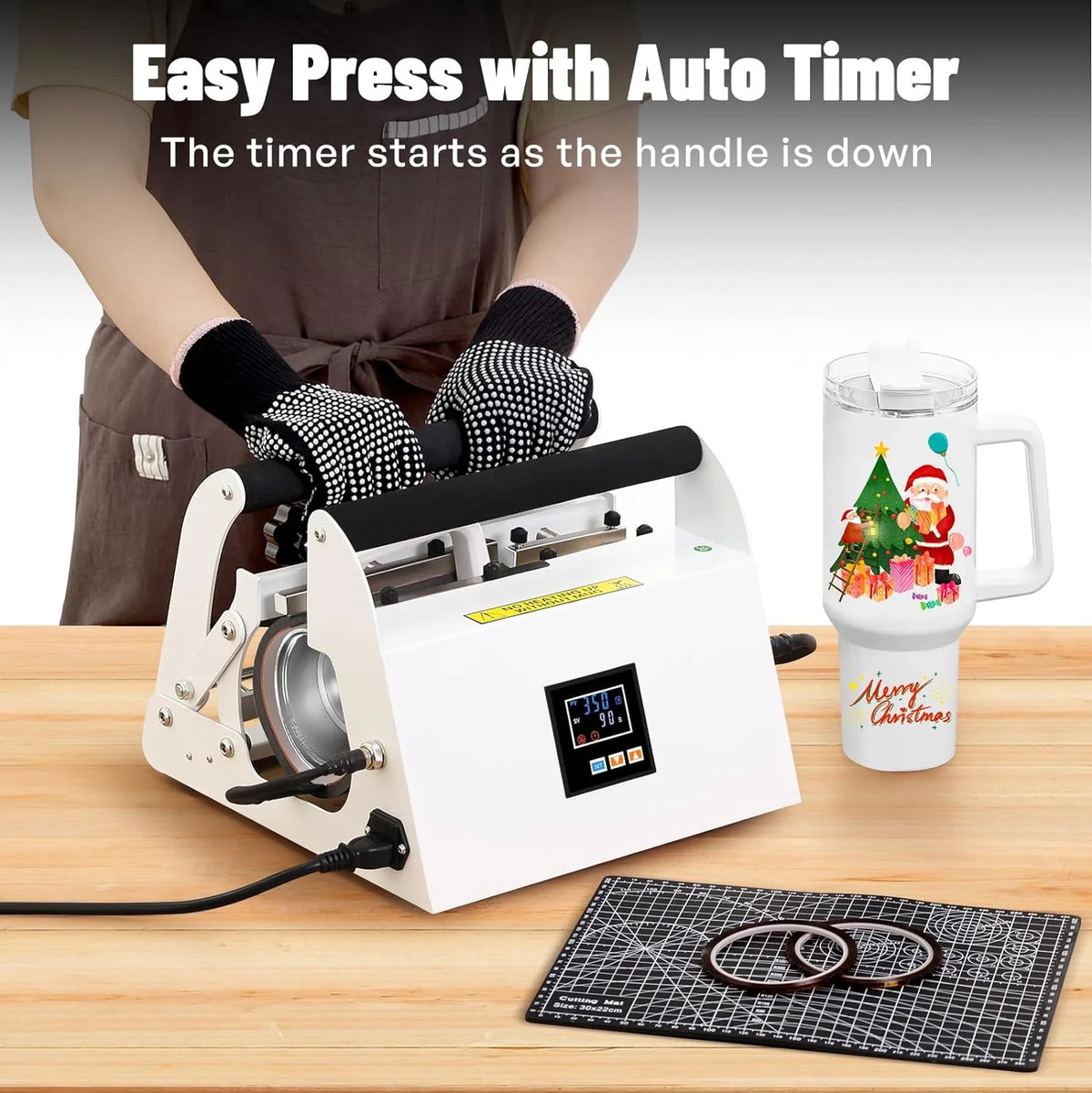40oz Tumbler Heat Press for Sublimation, White Red - 40oz Tumbler Heat Press