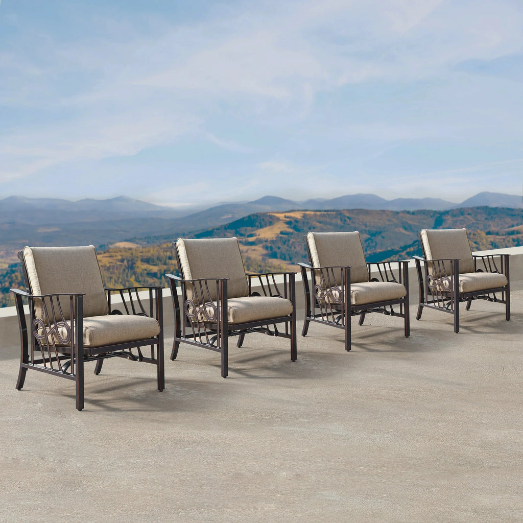 Aluminum Deep Seating Rocking Club Chairs, Antique Copper - Set Of 4