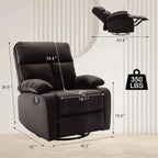 Swivel Rocker Recliner Chair For Compact Spaces - 32in D x 30.2in W x 38.9in H