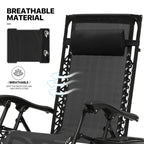 MoNiBloom Zero Gravity Reclining Chairs Set Of 2 With Canopy Shade And Headrest, Black - 330 lbs