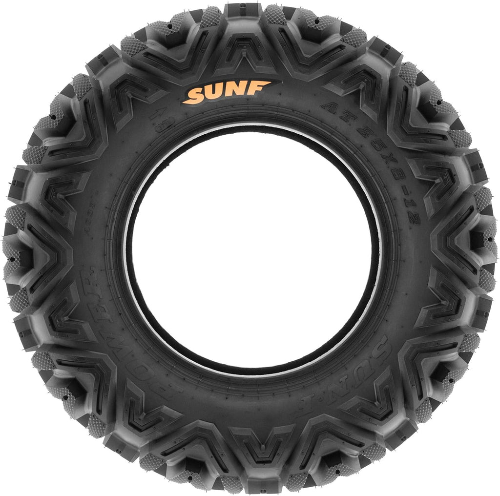 ATV UTV All-Terrain Replacement Tires Set Of 4, 25x8-12 Front And 25x10-12 Rear