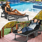 Slsy 5-Position Adjustable Folding Lounge Chair And Cot - 75.2" x 25.6" x 11.8"