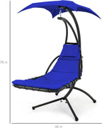 Best Choice Products Outdoor Hanging Steel Chaise Lounge Chair With Canopy, Charcoal Gray - SKY5871