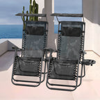 MoNiBloom Zero Gravity Reclining Chairs Set Of 2 With Canopy Shade And Headrest, Black - 330 lbs