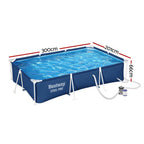 Bestway Steel Frame Above-Ground Swimming Pool 3.00m x 2.01m x 66cm - Filter Pump