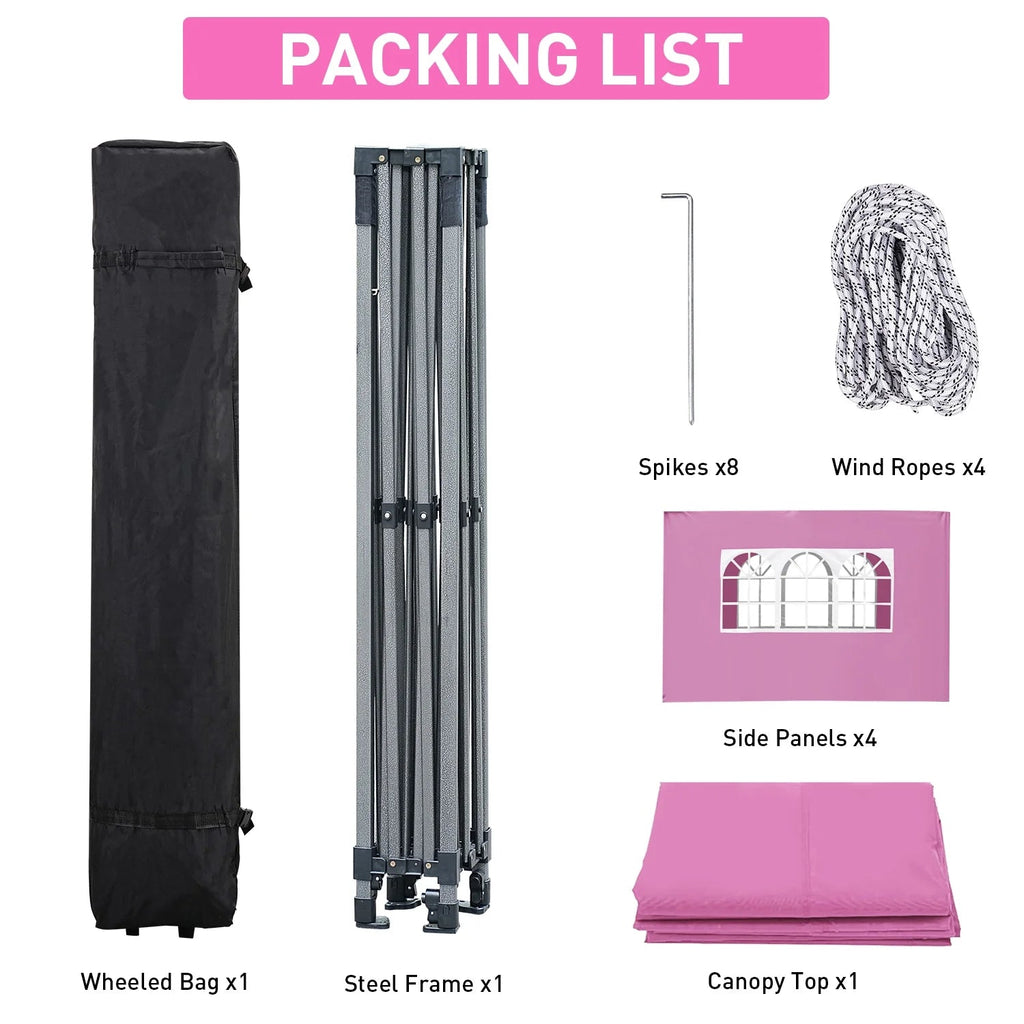 Ainfox Pop-Up Canopy Tent With 4 Sidewalls, 10 x 10 Ft, Pink