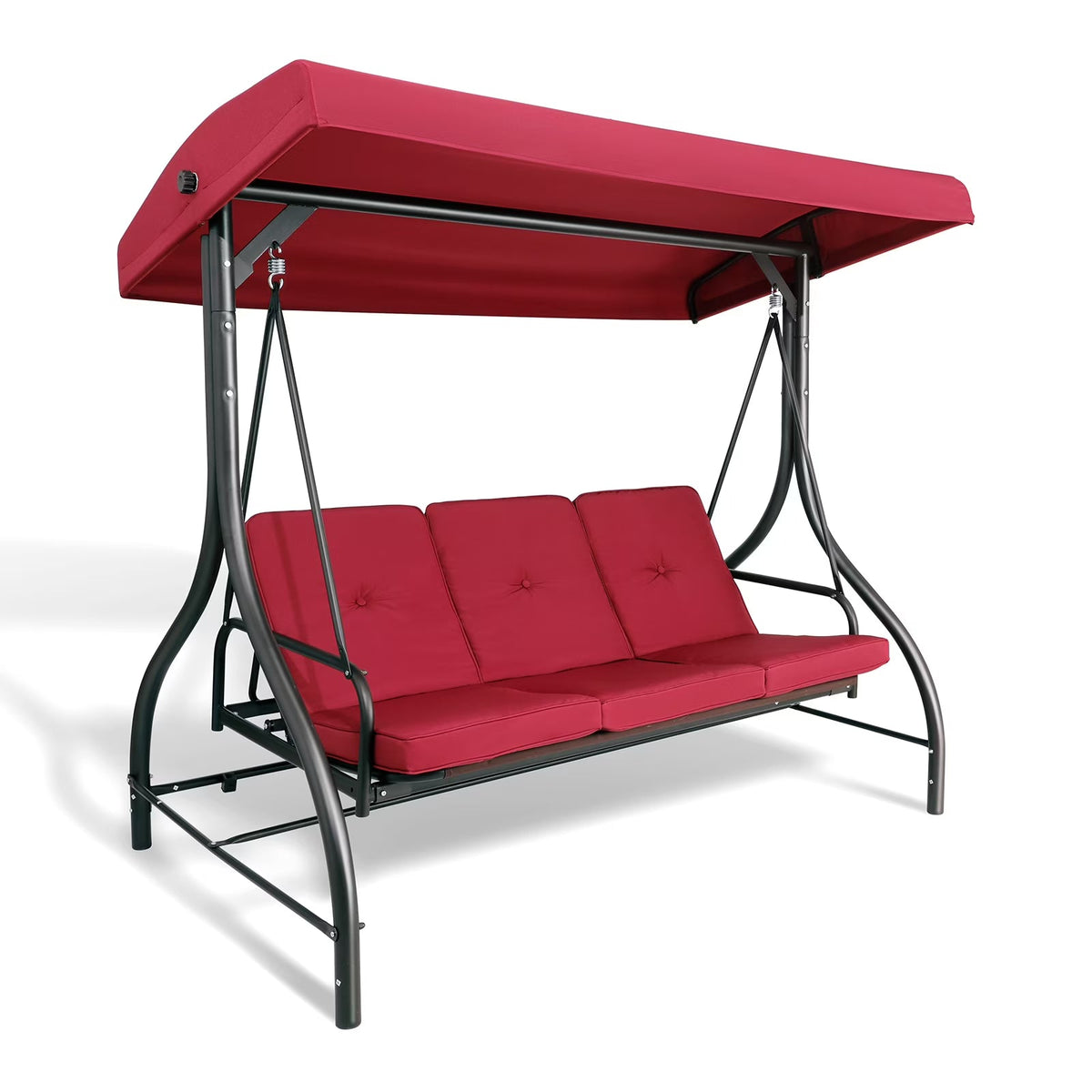 Arlopu 3-Person Outdoor Convertible Porch Swing Glider With Canopy