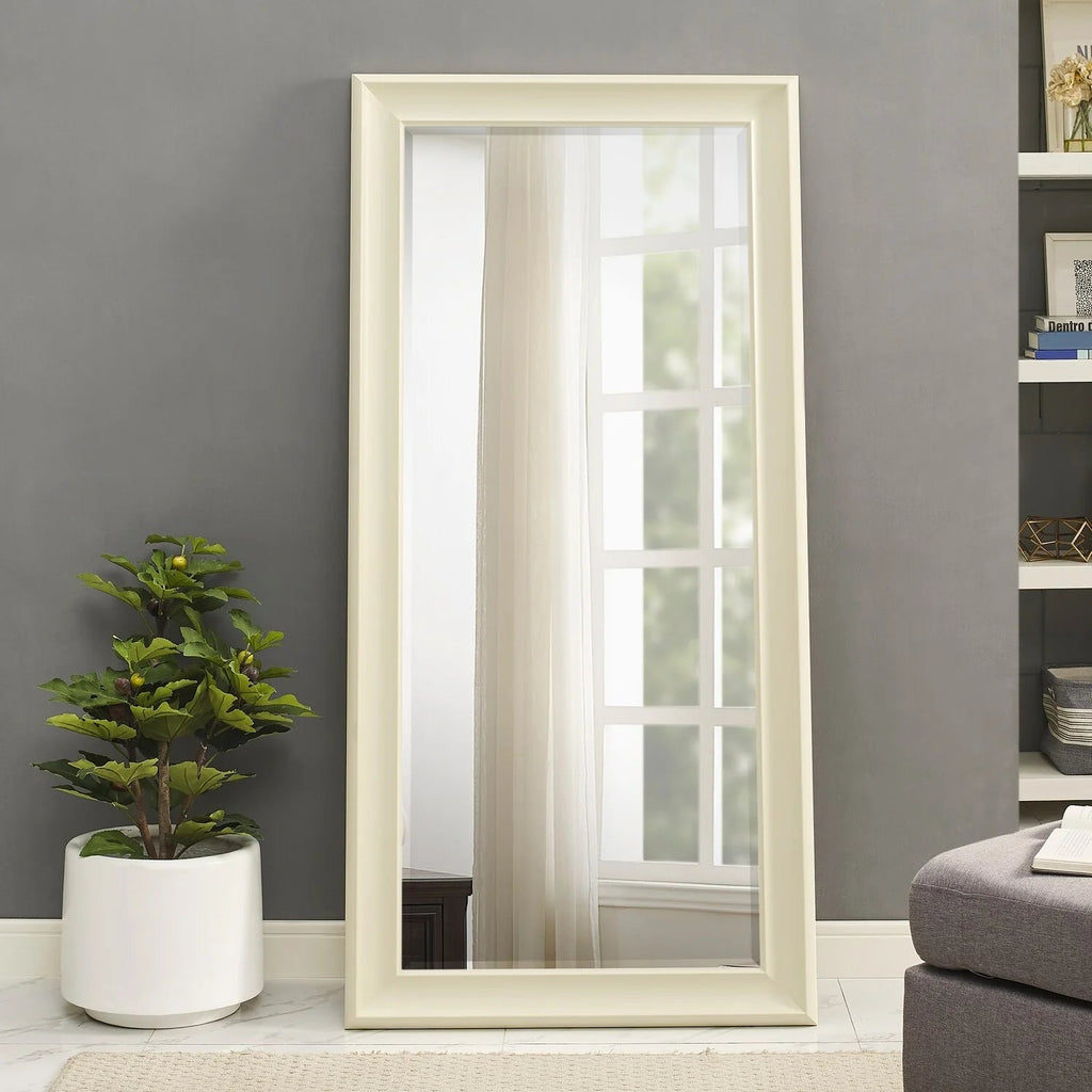 Full Length Oversized Rectangle Wall Mirror With Smooth Faux Wood Frame