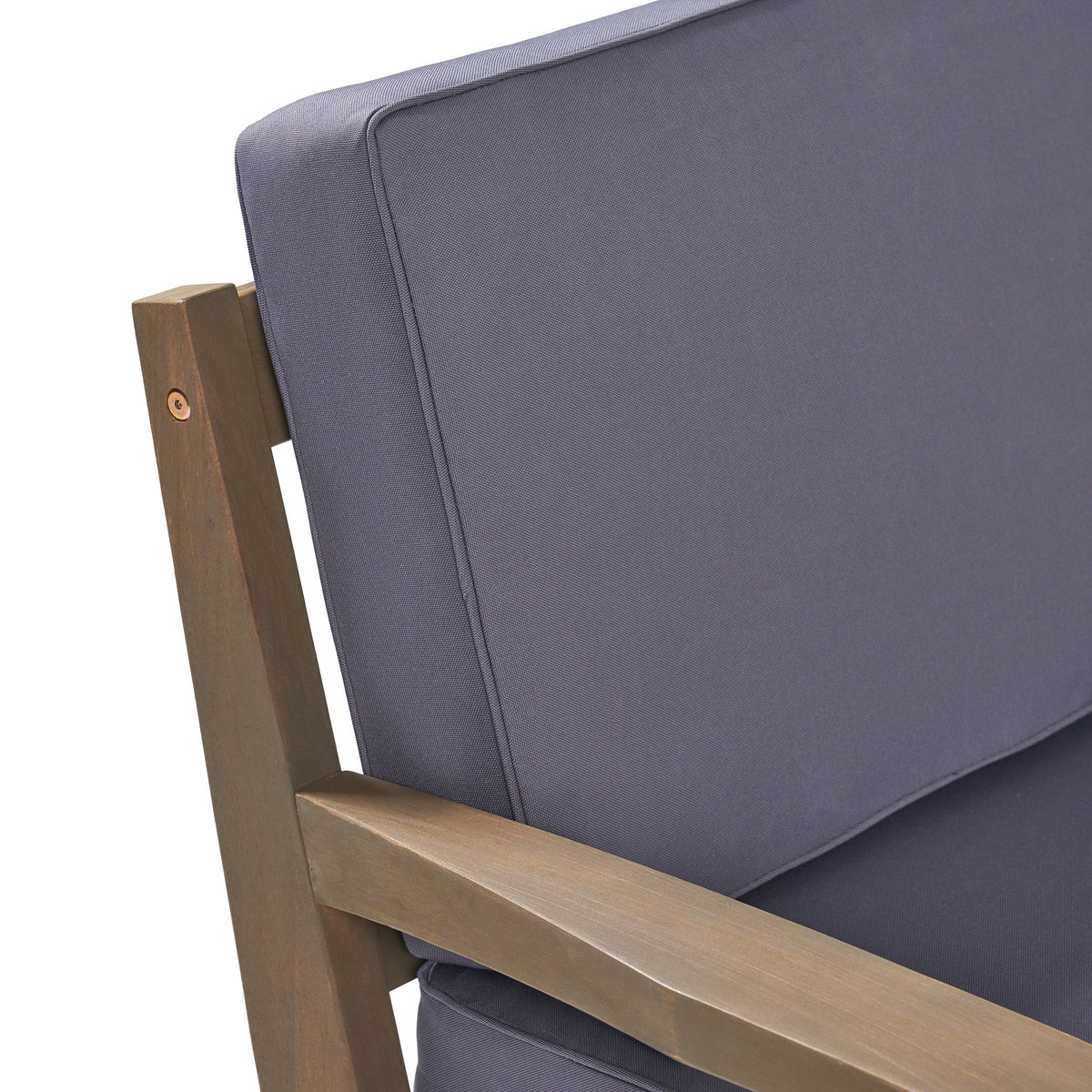 Wilcox Outdoor Acacia Wood Loveseat And Coffee Table Set With Cushions - Grey, Dark Grey