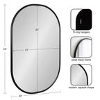 Capsule Framed Wall Mirror, 16x48, 18x24, 22x34, 24x36, Black, Bronze, Gold, Gray, Silver, Antique-Bronze