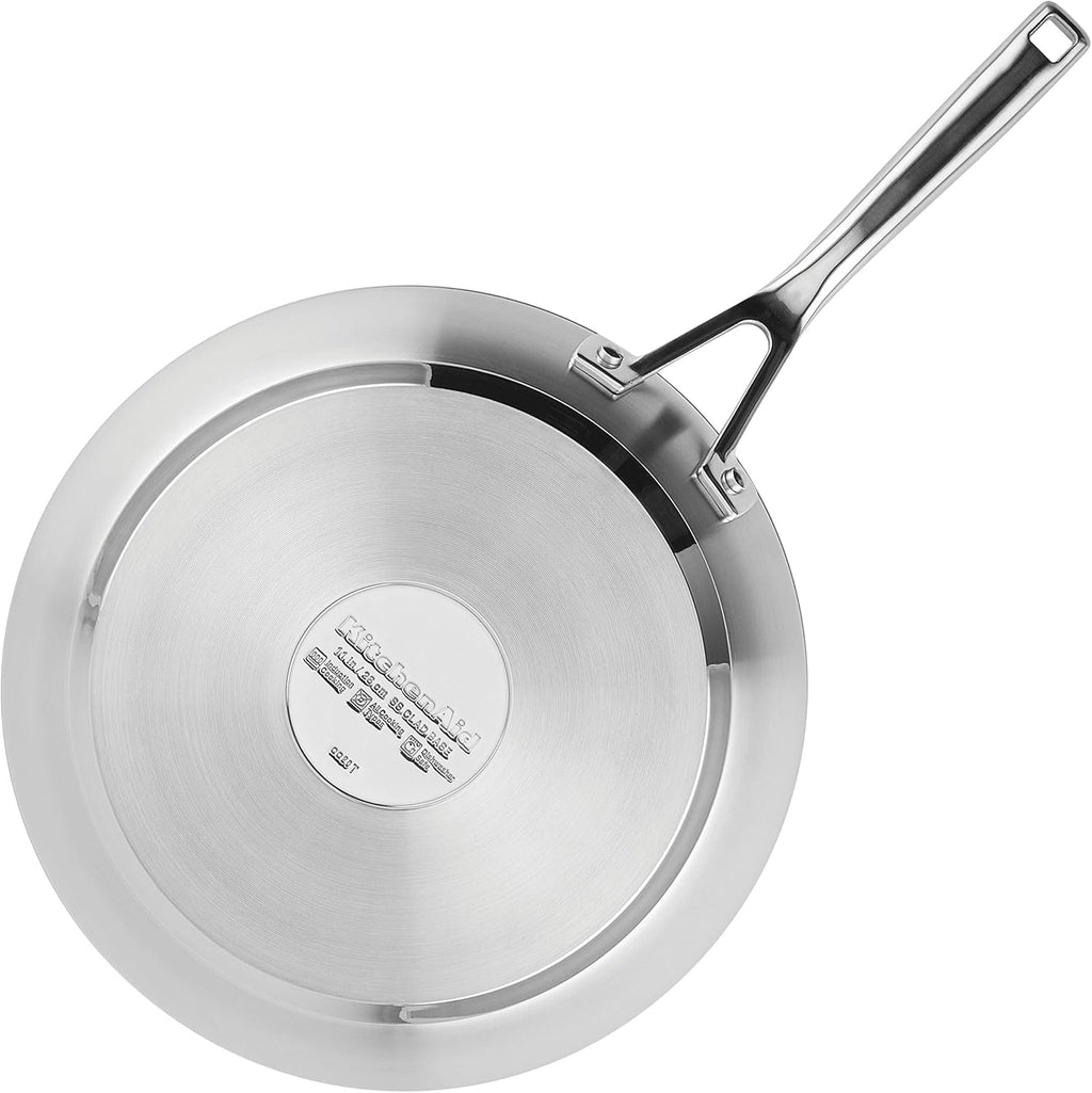 KitchenAid 10 Piece 3-Ply Base Brushed Stainless Steel Induction Cookware Set With Nonstick Grill Pan
