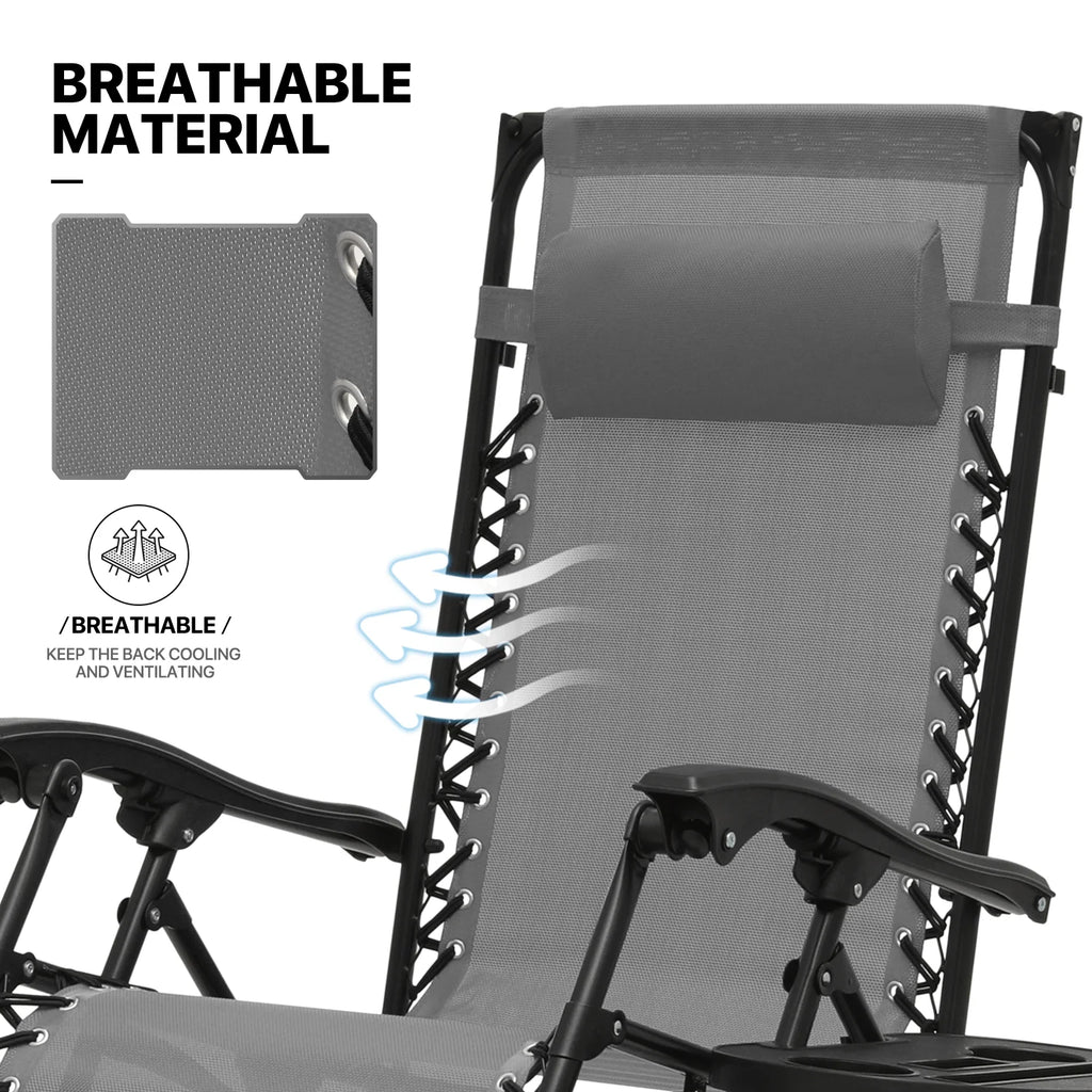 MoNiBloom Zero Gravity Reclining Chairs Set Of 2 With Canopy Shade And Headrest, Black - 330 lbs