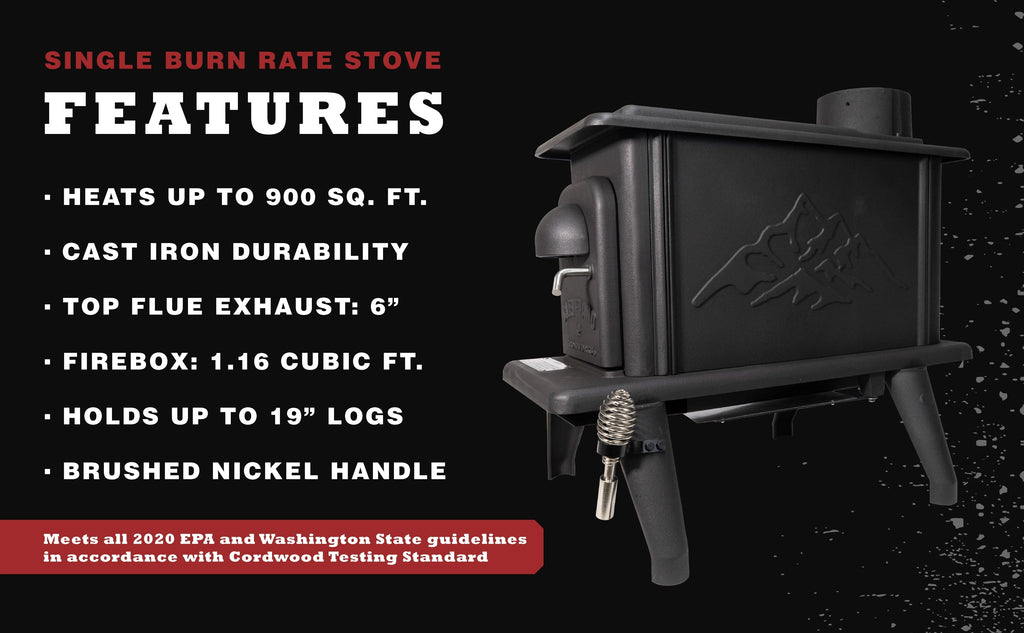 Cleveland Iron Works Wood Stove, 900 Sq. Ft. - Single Burn Rate
