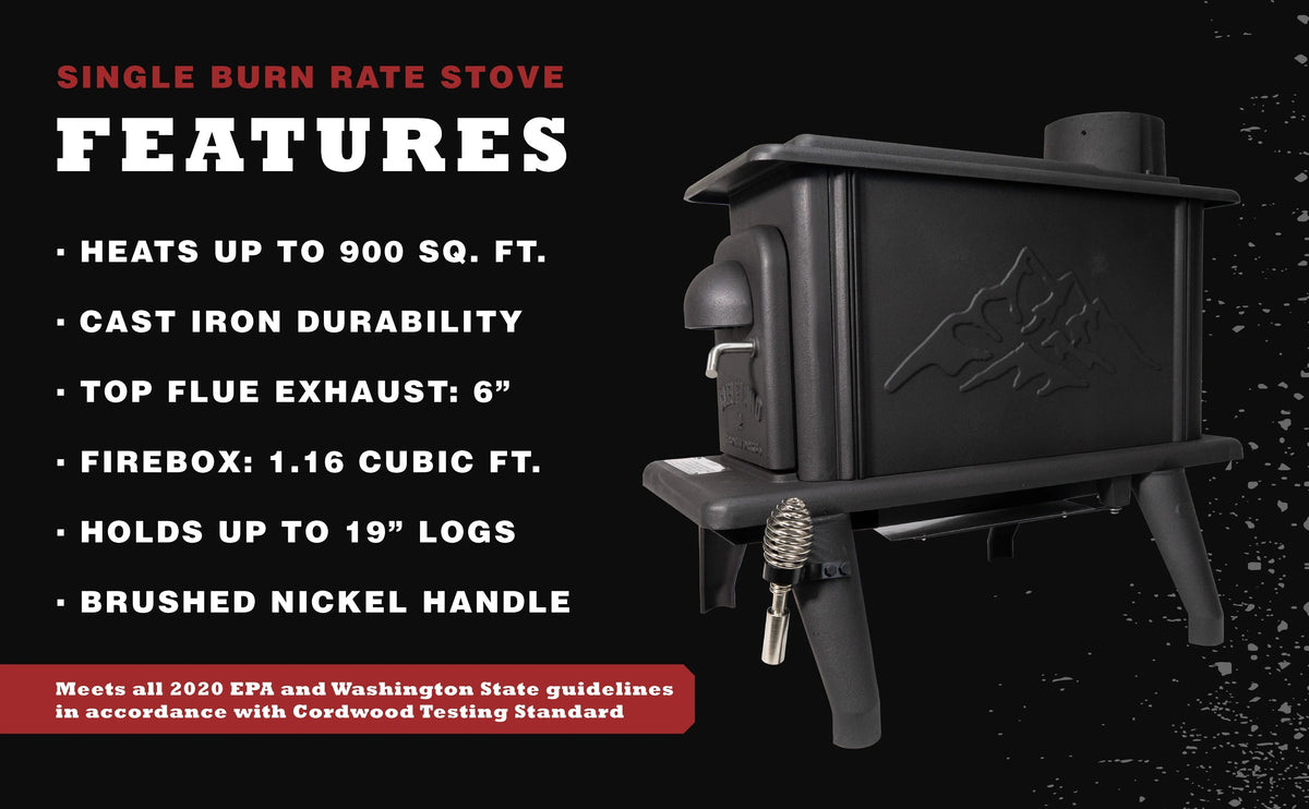 Cleveland Iron Works Wood Stove, 900 Sq. Ft. - Single Burn Rate