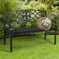 50.5in Black Steel Outdoor Patio Garden Bench - 500lbs Capacity