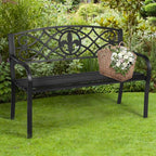 50.5in Black Steel Outdoor Patio Garden Bench - 500lbs Capacity