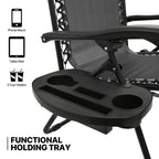 MoNiBloom Zero Gravity Reclining Chairs Set Of 2 With Canopy Shade And Headrest, Black - 330 lbs