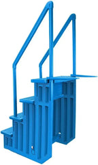 Non-Slip Pool Entry Steps, Grey Aluminum, 122-137 cm Installation Height, 136 kg Max Load