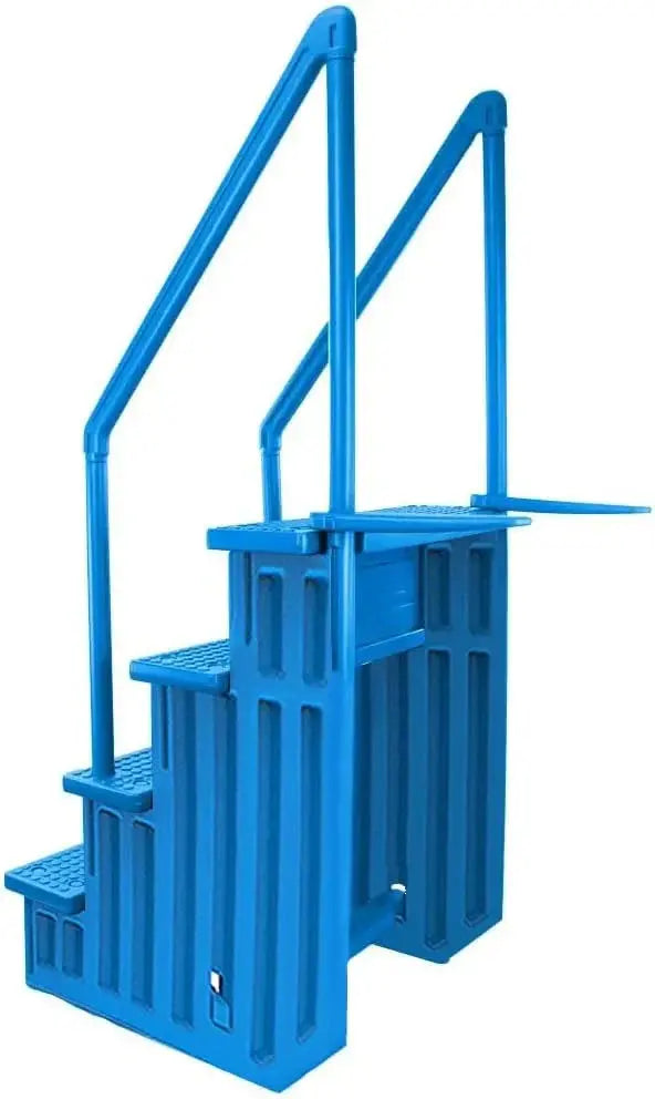 Non-Slip Pool Entry Steps, Grey Aluminum, 122-137 cm Installation Height, 136 kg Max Load