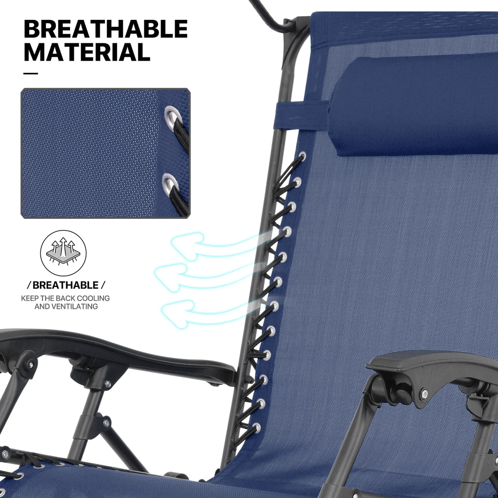 MoNiBloom Zero Gravity Reclining Chairs Set Of 2 With Canopy Shade And Headrest, Black - 330 lbs