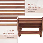 Acacia Wood Outdoor Patio Rocking Chair With Widened Slatted Seat And High Back