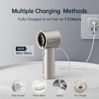JISULIFE Handheld Turbo Fan, 5000mAh Rechargeable, 1-100 Speeds, Digital Display - Pro1S