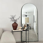 Arched Full-Length Wood Floor Mirror, Black Or Gold, 65x22/71x24/71x28/71x32