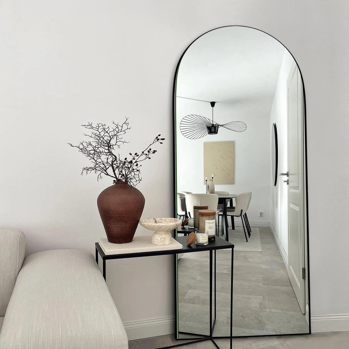Arched Full-Length Wood Floor Mirror, Black Or Gold, 65x22/71x24/71x28/71x32
