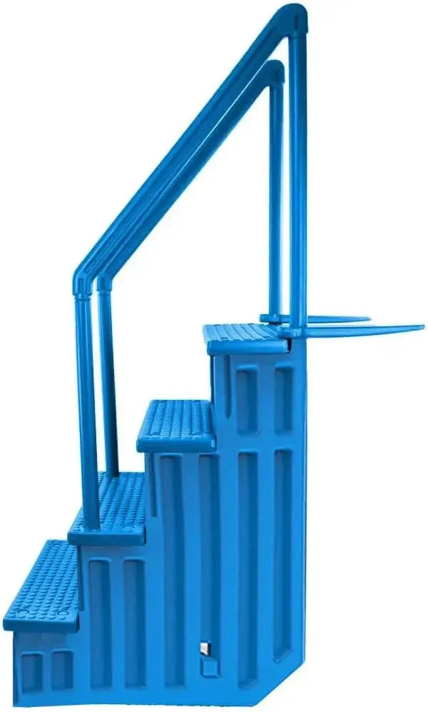 Non-Slip Pool Entry Steps, Grey Aluminum, 122-137 cm Installation Height, 136 kg Max Load