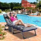 Slsy 5-Position Adjustable Folding Lounge Chair And Cot - 75.2" x 25.6" x 11.8"