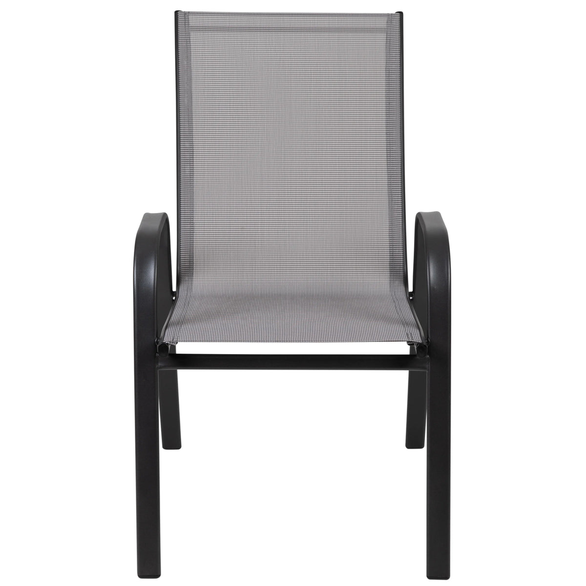 Emma + Oliver Outdoor Stack Chairs, Gray, 4 Pack, 21.25in W x 29in D x 36in H