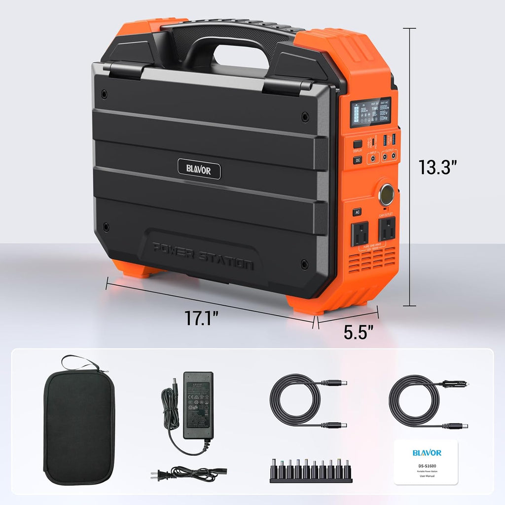 BLAVOR Portable Power Station 1600W 1024Wh LiFePO4 Battery With Built-In 40W Solar Panel - S1600