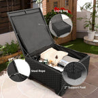 3-Piece Outdoor Sectional Wicker Patio Furniture Set With Ottoman And Storage Table - Light Grey