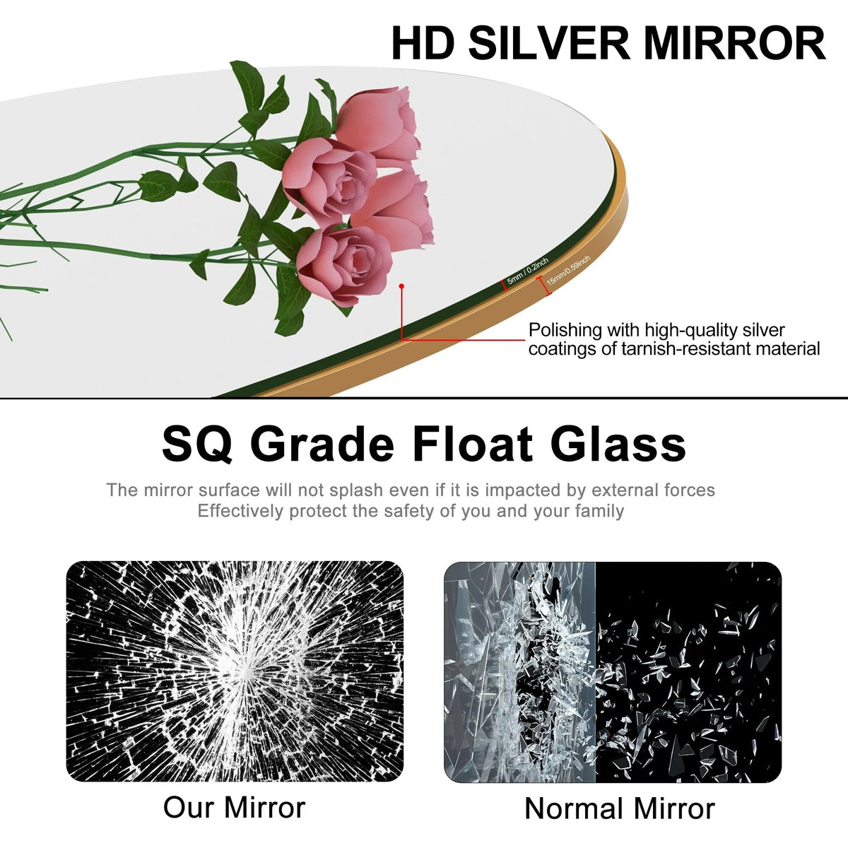 Arched Full-Length Wood Floor Mirror, Black Or Gold, 65x22/71x24/71x28/71x32