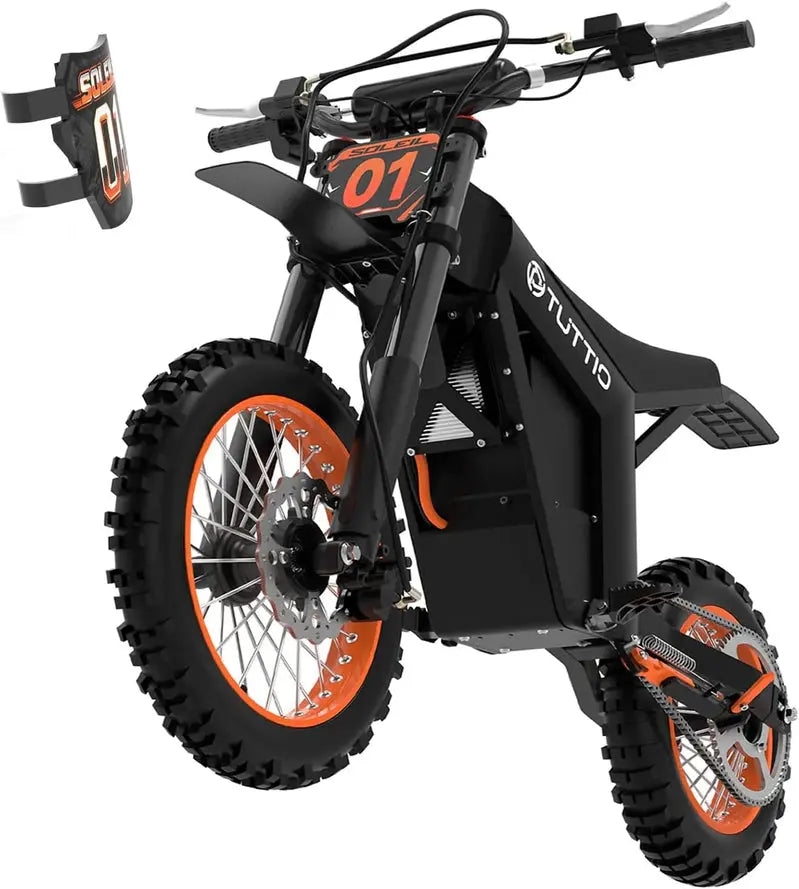 Tuttio Electric Dirt Bike, 2000W Motor, 14in/12in Fat Tires, 37 MPH - Soleil01