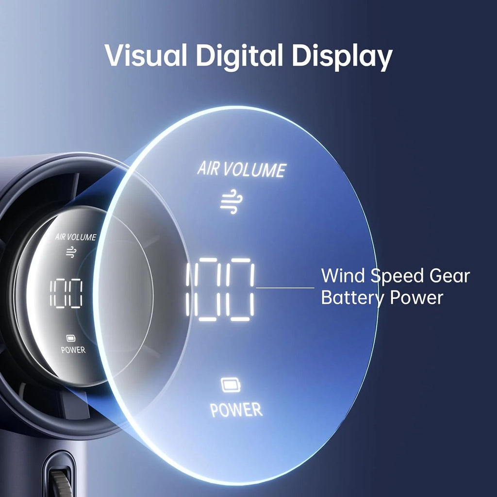JISULIFE Handheld Turbo Fan, 5000mAh Rechargeable, 1-100 Speeds, Digital Display - Pro1S