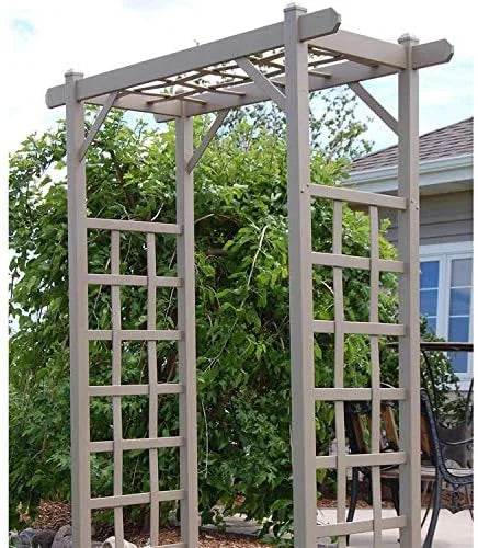 Dura-Trel PVC Garden Arbor, Elmwood, Mocha, 57in x 85in